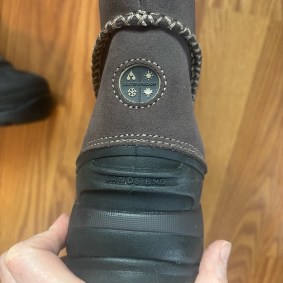 New In Box Lands' End Women's Brown Suede Faux Fur Winter Boots Sz 7.5 Primaloft - Picture 5 of 13